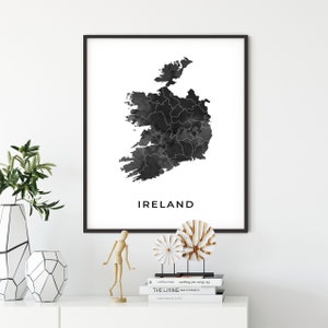 Ireland Map Art Print: Elegant Black and White Home Decor