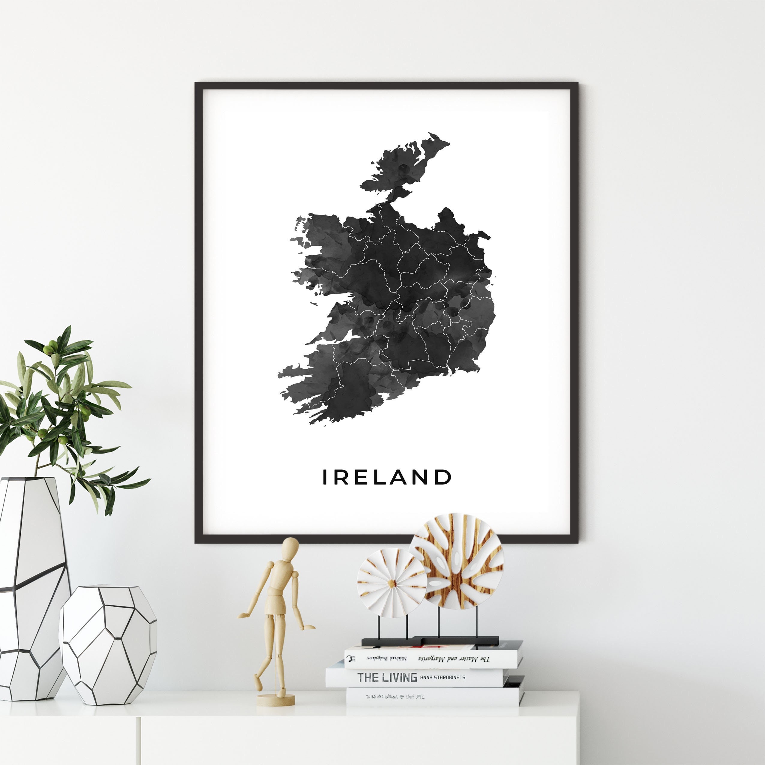 Ireland Map Art Poster Black and White Wall Art Print of - Etsy