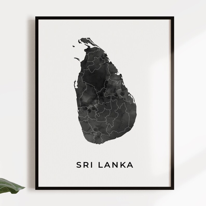 Sri Lanka Map Art Poster Black and White Wall Art Print of Etsy