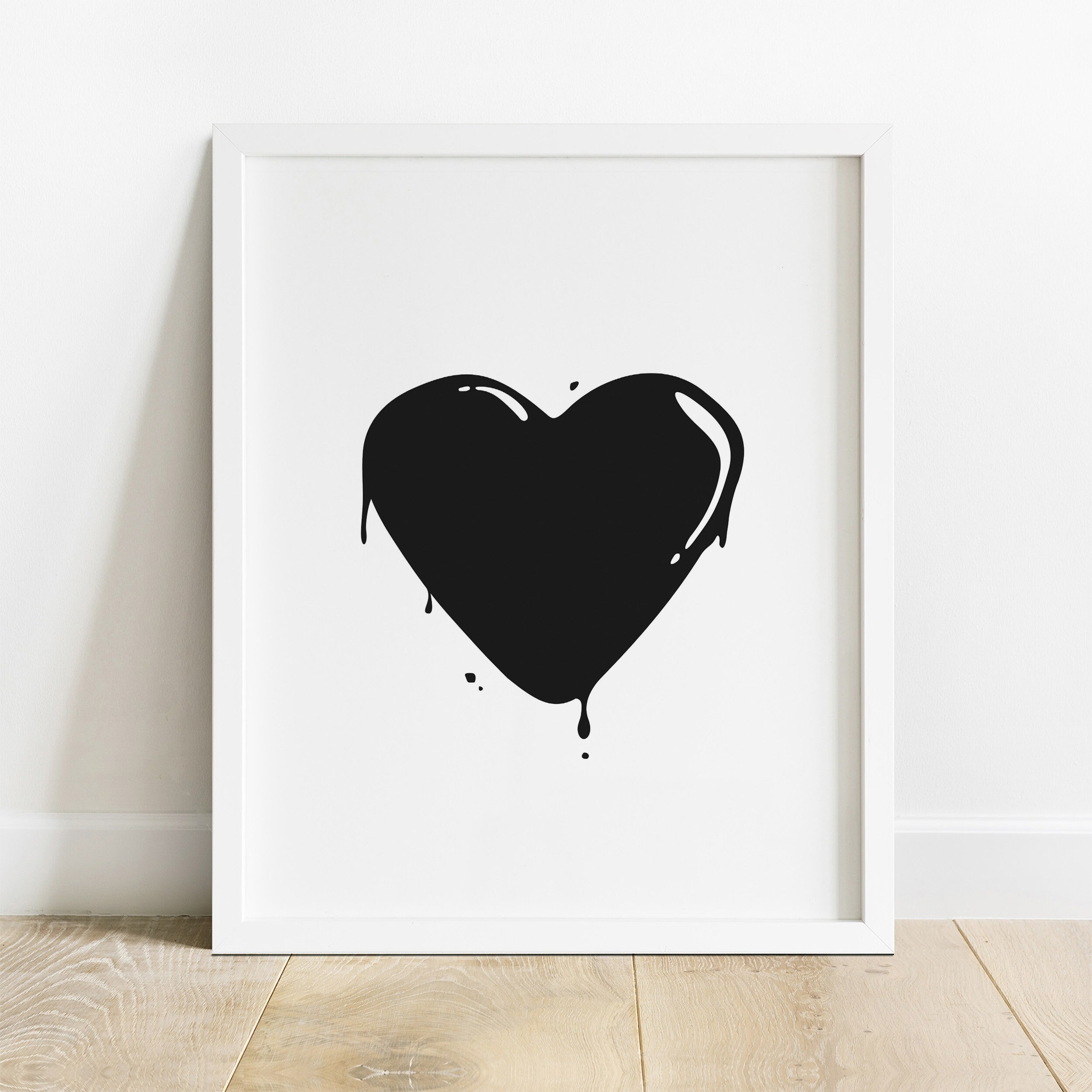 Heart Wall Decor Print Decor Black And White Decor Black | Etsy