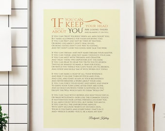 IF Rudyard Kipling Poem Print, You'll Be A Man, If Poster, Inspirational Quotes, Motivational , IP516