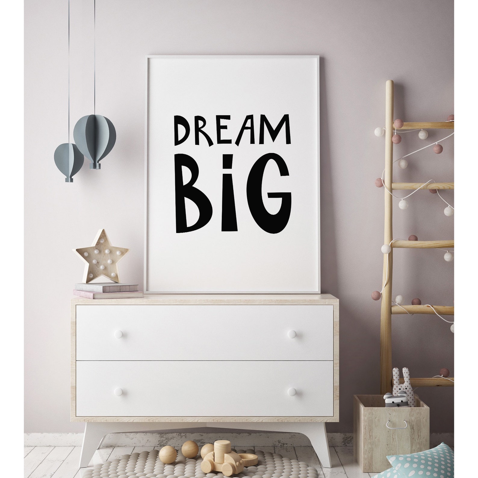 Dream Big Wall Art Nursery Decor Baby Print Inspirational Etsy