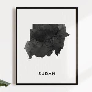 Sudan map art poster, black and white wall art print of Sudan, gift idea, map artwork, gift for a woman, OM178 image 4