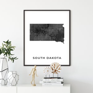South Dakota map art poster, black and white wall art print of South Dakota, gift idea, gift for nephew, map poster, OM48