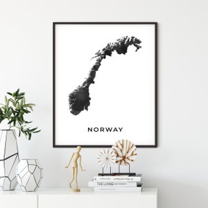 Norway map art poster, black and white wall art print of Norway, gift idea, gift ideas for men, living room art, OM94