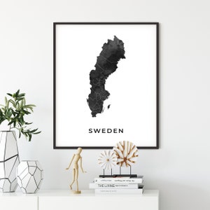Sweden map art poster, black and white wall art print of Sweden, gift idea, home wall decor, gift nurse, OM106