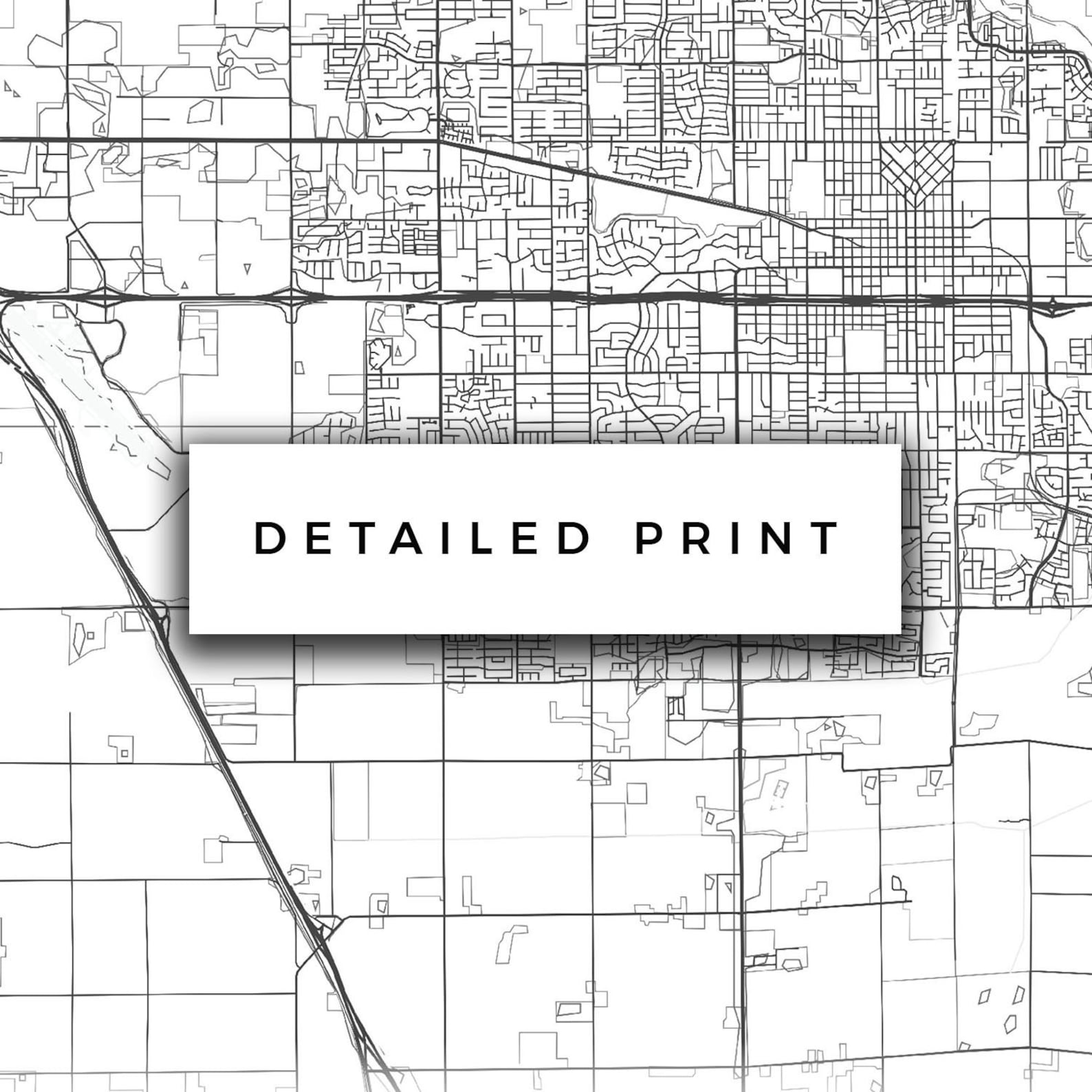 Visalia Map Canvas Print City Maps Wall Art California Gift Etsy