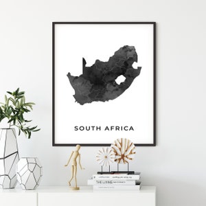 South Africa map art poster, black and white wall art print of South Africa, gift idea, black map art, gift for boss, OM176