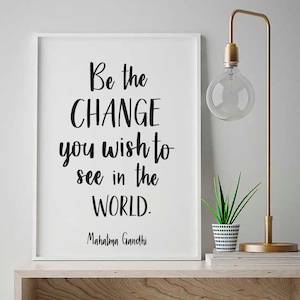 Mahatma Gandhi Quote Print: Scandinavian Home Decor, Inspirational Art
