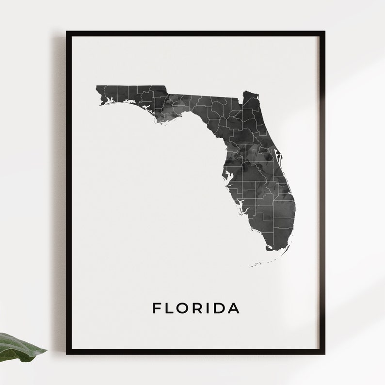 Florida Map Art Poster Black and - Il 794xN.2128854759 F44x 