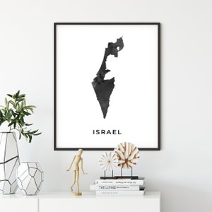 Israel map art poster, black and white wall art print of Israel, gift idea, map print, gift coworker, OM190