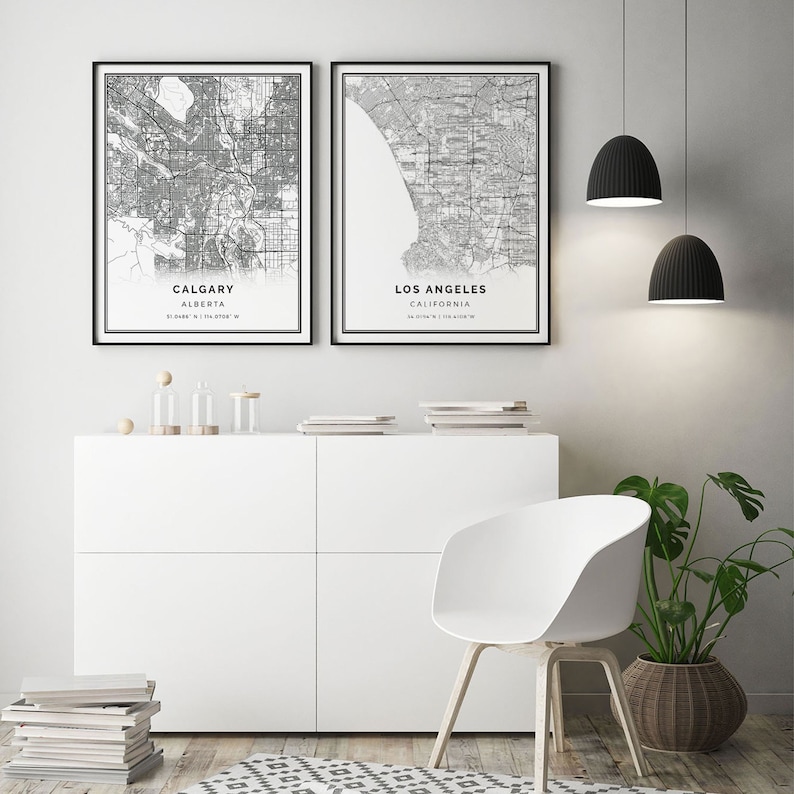 Calgary Map Print Minimalistic Wall Art Poster City Maps Etsy
