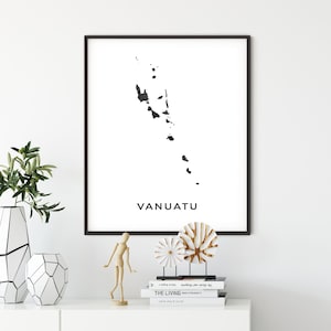 Vanuatu map art poster, black and white wall art print of Vanuatu, gift idea, map artwork, black art, OM242