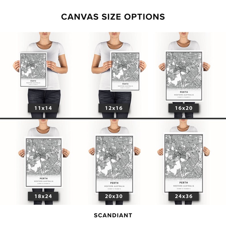 Perth Map Canvas Print City Maps Wall Art Western Australia Etsy