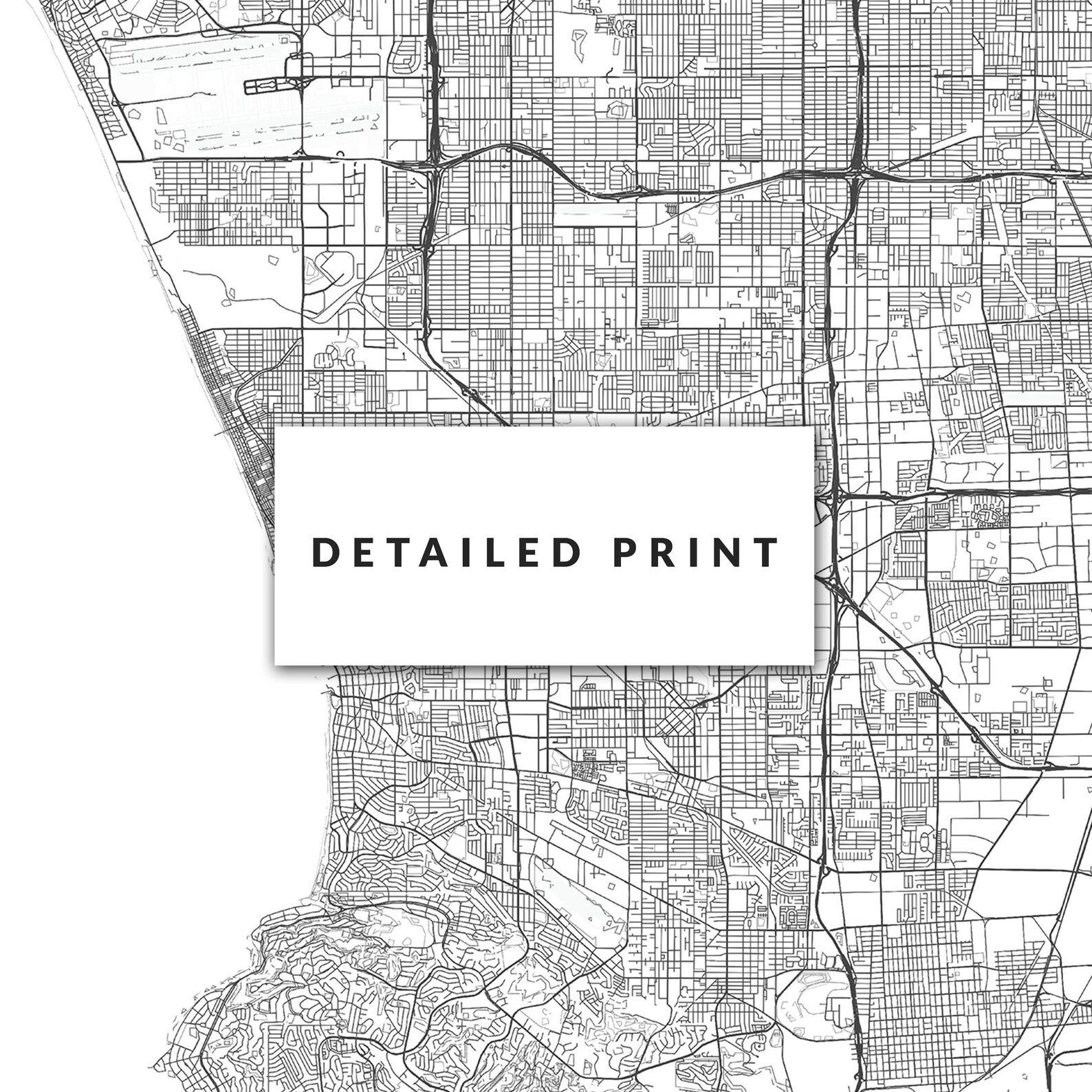 Custom City Map Print City Street Road Map Poster Any City Etsy
