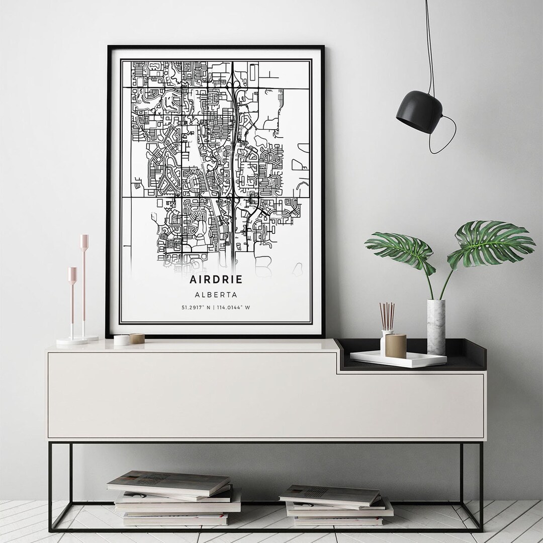 Airdrie Map Print Minimalistic Wall Art Poster City Maps Etsy