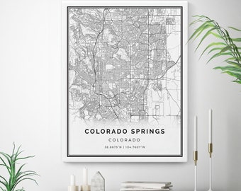 Colorado Springs Map Canvas Print, City Maps Wall Art, Colorado Gift Minimalistic Artwork, canvas scandinavian, prints scandinavian | M40