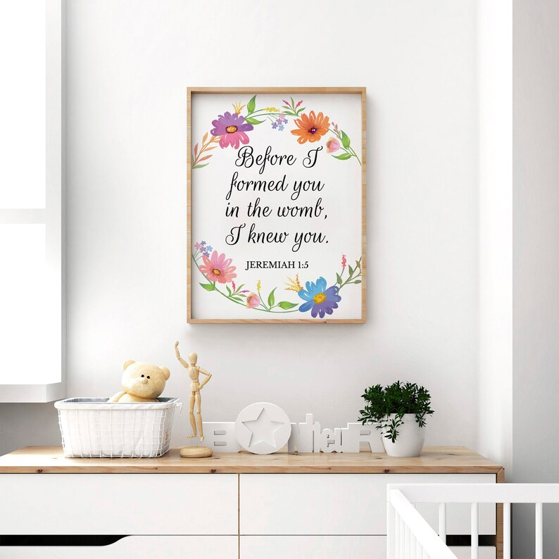 Nursery Bible Verse Wall Art Poster Scripture Print Floral Etsy