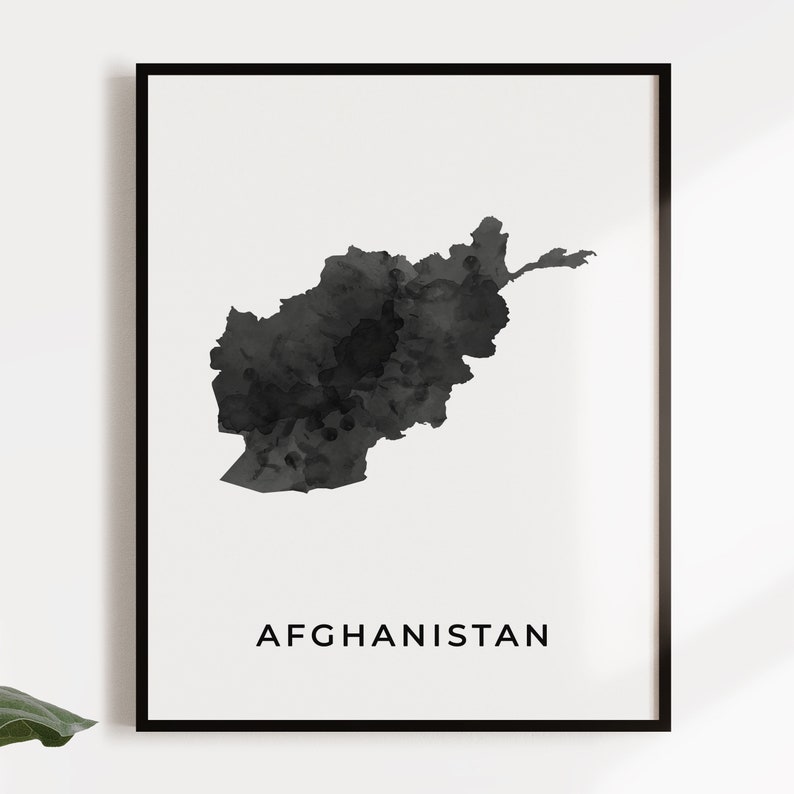 Afghanistan Map Art Poster Black and White Wall Art Print of - Etsy