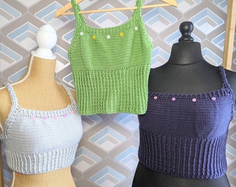 Crochet kit, crop top kit, craft kit, vest top pattern, crochet pattern. Summer crochet top.