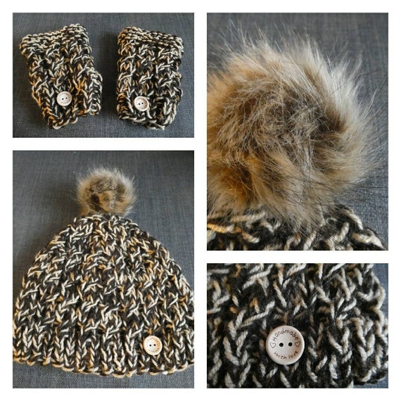 bobble hat and gloves set