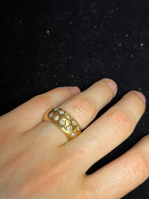 Vintage 18KT Gold Band Ring with 1/3 ct diamonds - image 1