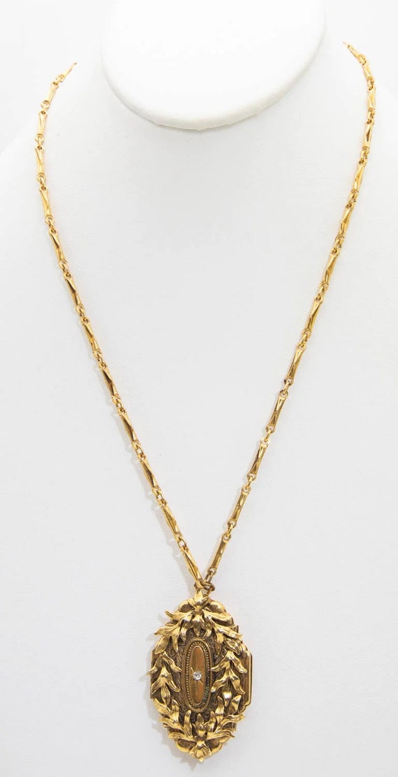 Deco Faux Gold Locket Necklace - JD10896