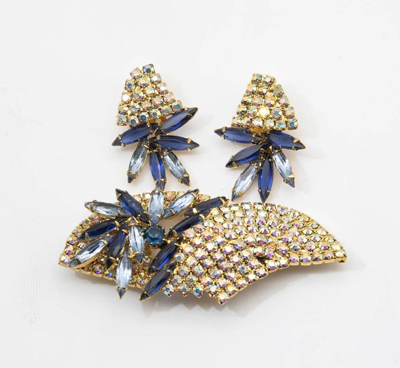 Vintage unsigned Juliana Pin and Earring Set - JD… - image 1