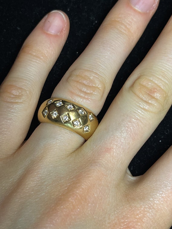 Vintage 18KT Gold Band Ring with 1/3 ct diamonds - image 2