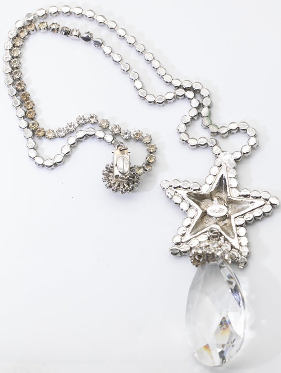 Signed Vintage DeLilo Star and Glass Pendant Neck… - image 2