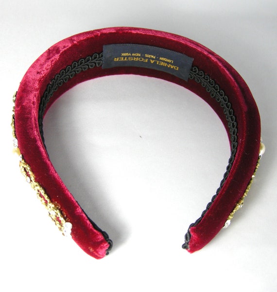 Vintage Burgundy Velvet Decorative Headband by Da… - image 5