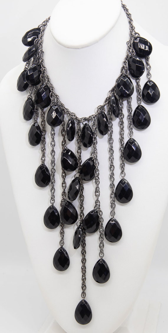 1980s Black Drops Vintage Necklace- JD10751