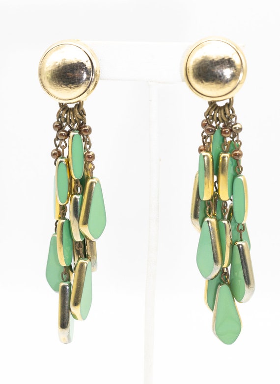 Green Enamel Drop Earrings  - JD11174