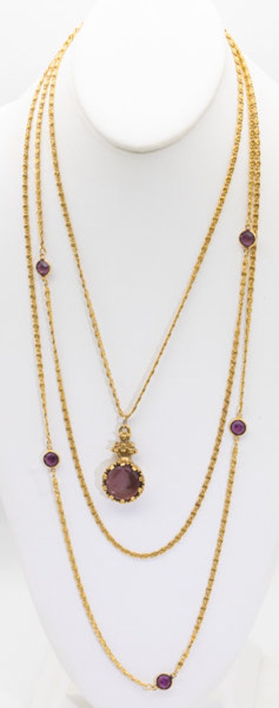 Signed Vintage Goldette 3 Strand Necklace - JD1118