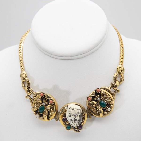 Famous Vintage Book Piece Selro Face Necklace- JD10629