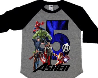 Avengers Birthday Shirt - Short Sleeve Raglan Shirts Available