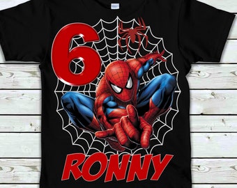 Chemise d’anniversaire Spiderman - T-shirt d’anniversaire Spiderman pour garçon