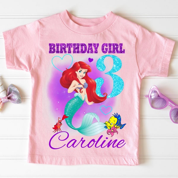 Little Mermaid Birthday Shirt - Ariel Birthday T-Shirt - Little Mermaid Matching Family Birthday Tees