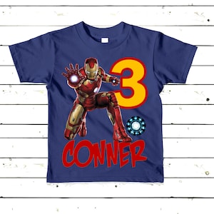 Details about   Iron man Ironman Personalised  Kids Boys Birthday Theme custom name T-Shirt 