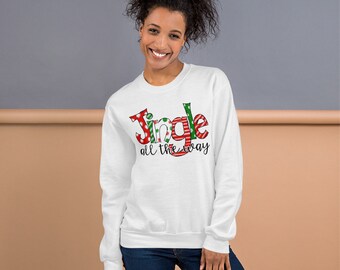 Jingle all the Way sweatshirtChristmas sweatshirtladies sweatshirtOff the shoulder Christmas sweatshirtholiday shirtGifts for her
