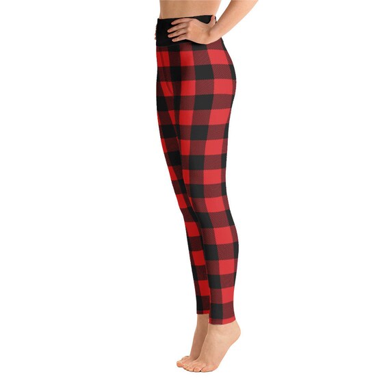 Black Plaid Leggings for Women 