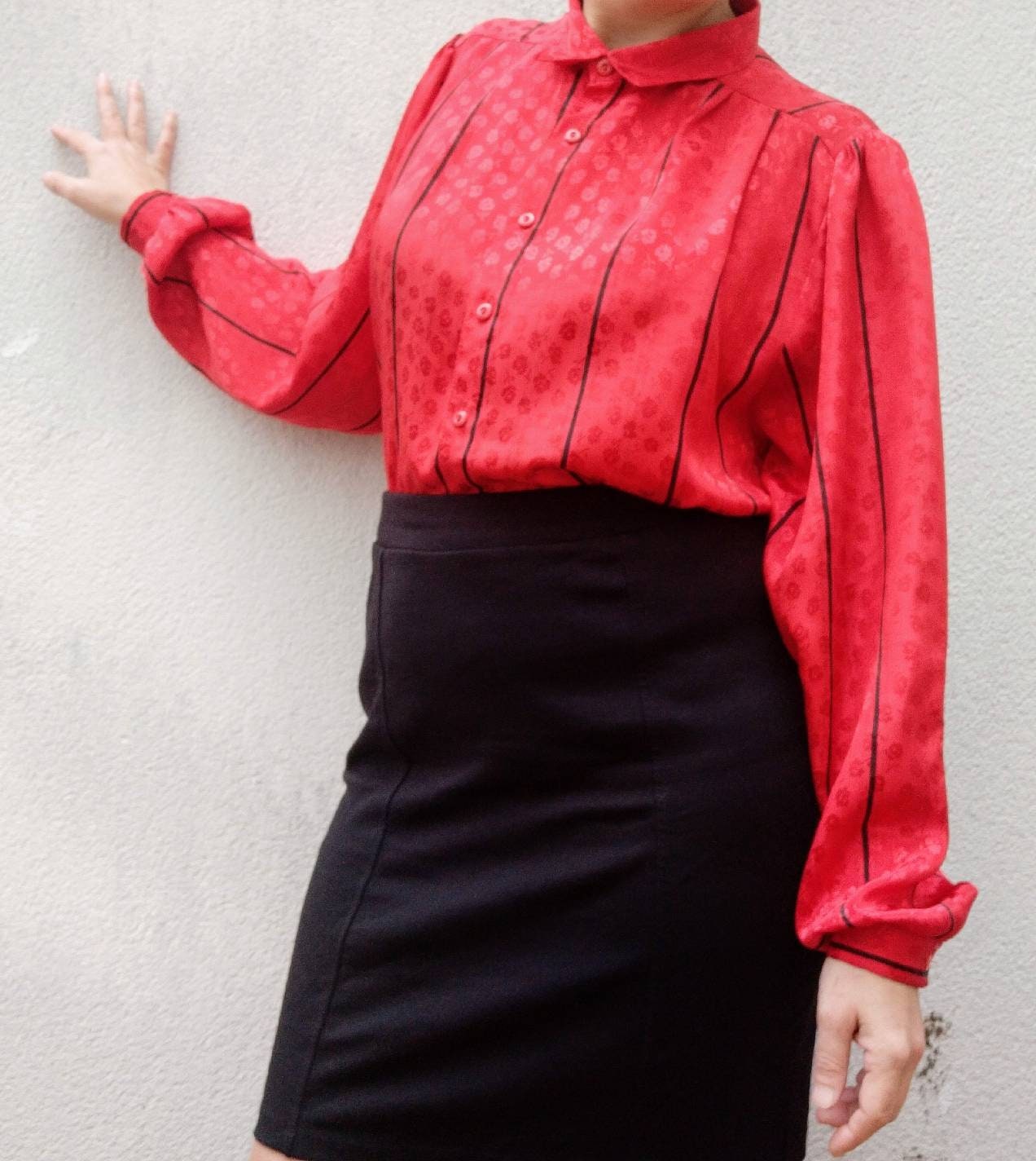 Blusa roja Canda C A a os 90 Etsy M xico