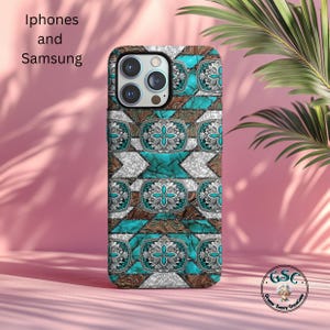 Turquoise Western Phone Case, Southwestern Design, Protective Cover