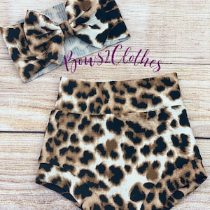 Leopard Print Baby Bummies and Headwrap Set