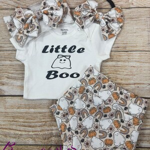 Ghost Bummies and Headwrap Set: Baby Girl High Waisted Shorts
