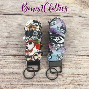 Spooky Season Scrunchie Key Fob Wristlet/ Wristlet keychain/ Scrunchies