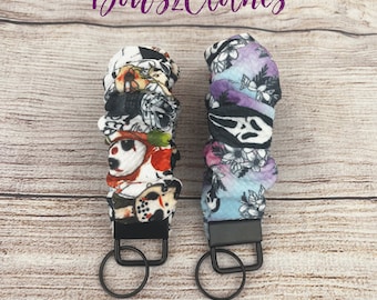 Spooky Season Scrunchie Key Fob Wristlet/ Wristlet keychain/ Scrunchies