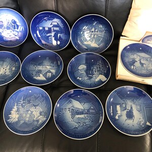 Blue Copenhagen Collector Plates 1971 to 1981