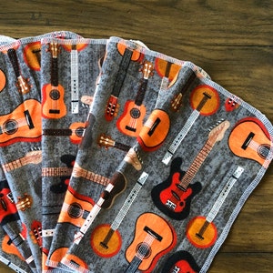 1ply 12&quot;x11”, UNPAPER TOWELS , 6 or 12  Rustic Guitar Un-Paper Towels, Cotton Paper Towels, Washable Reusable Cloth Paper Towel