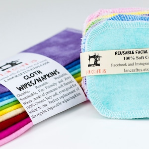 10/20/30 Cloth Facial or Mommy and Baby Set, A set of 3” cotton facial rounds / a set of 8”x8” Cloth Facial Tissues/Wipes  / both LanCraftUS